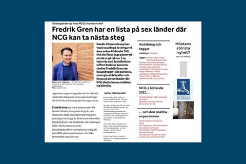Intervju med Fredrik Gren i affärstidningen Installationssiffror